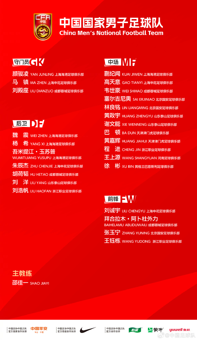 交手强队！国足、喀麦隆、库拉索名单一览，将面对姆伯莫、陈达毅