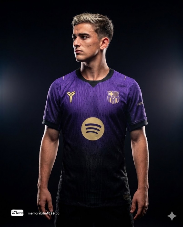 下赛季巴萨客场球衣谍照曝光:保留科比元素,配色致敬紫金湖人